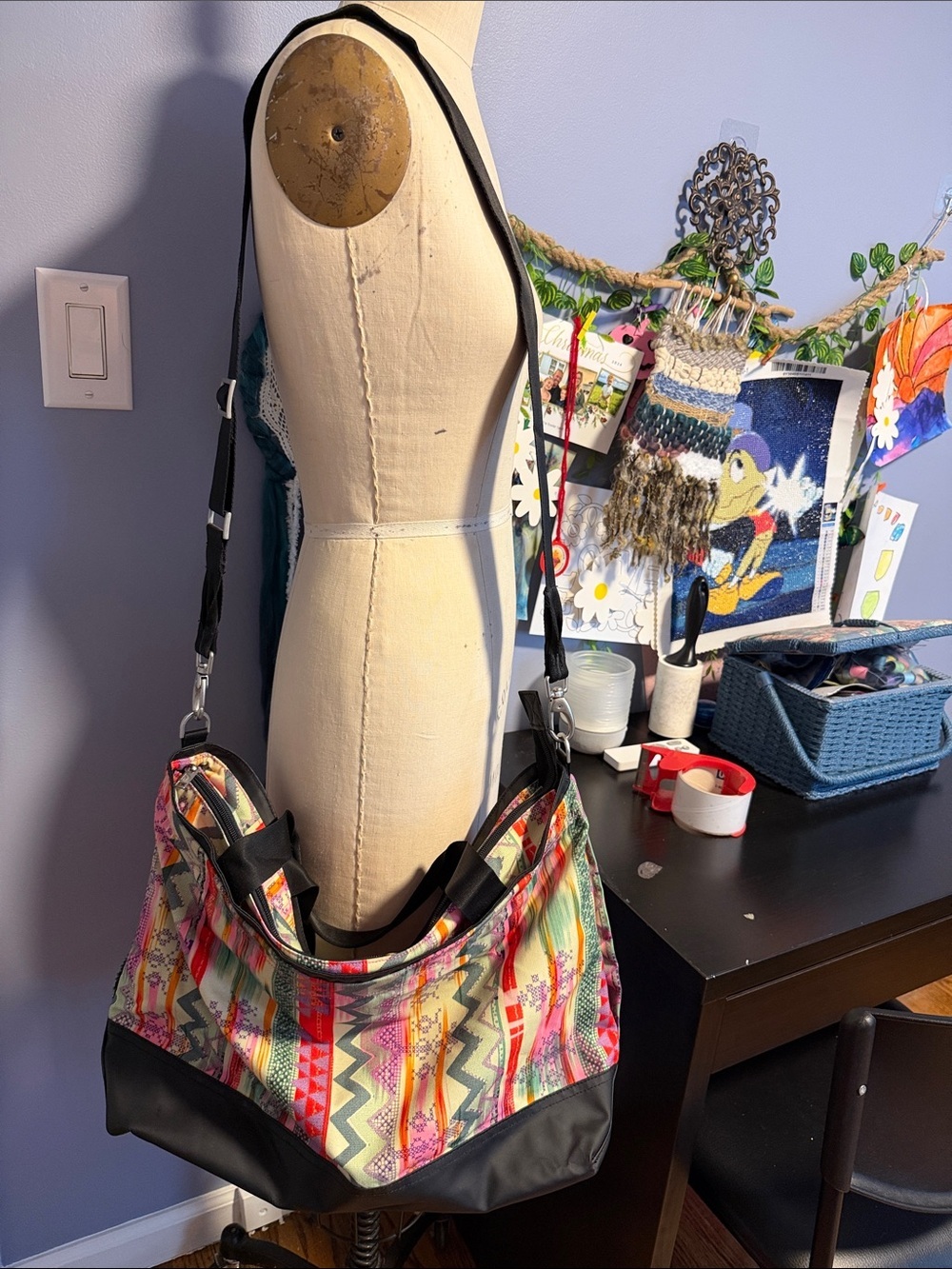 The North Face Aztec-Inspired Canvas Tote Bag Crossbody Travel Gym Carryall
